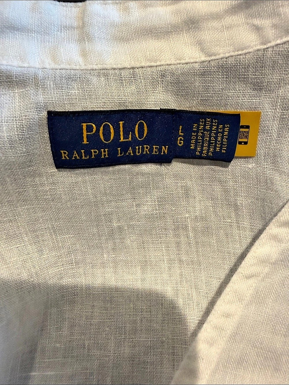 Polo Ralph Lauren White 100% Linen Split Neck Tunic Blouse Sz L LIKE NEW - Picture 5 of 5